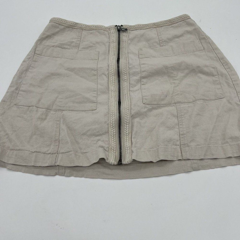 Urban Outfitters Linen Blend Front Zip Beige Skirt size small